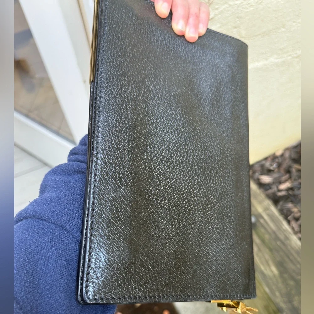 INSANE EUC Celine runway black and Gold long leather Clutch mesh wristlet